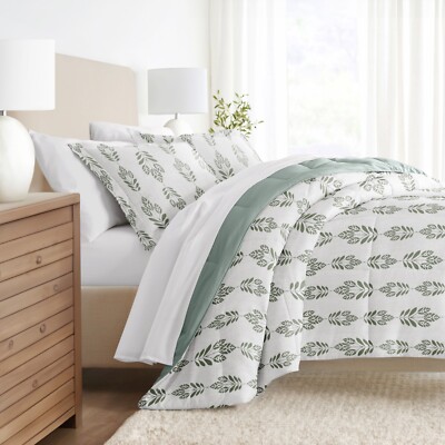 Kaycie Gray Floral Patterned Reversible Comforter Set-image