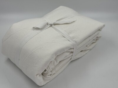 New Pottery Barn European Flax Linen Duvet Cover King Cal King White, READ-image