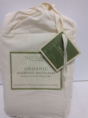 1 Pottery Barn Organic Quilted Diamond Matelasse Standard Bed Sham Cover Natural-image