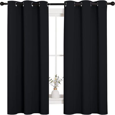 Halloween Pitch Black Solid Thermal Insulated Grommet Blackout Curtains/Drapes-image