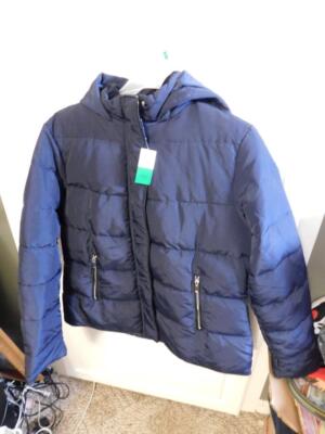 Women's Dark Blue Dip Puffer Coat Jacket Size Large NEW WITH TAGS Hooded-image