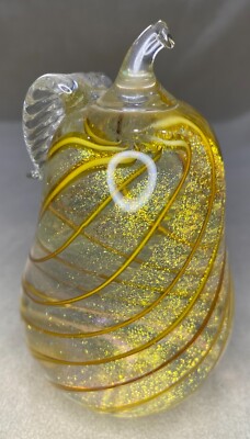 Glass Eye Studio GES Hand Blown Art Glass PEAR Paperweight 1999 4 1/2