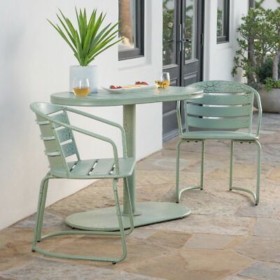 Porto Outdoor 3 Piece Crackle Finished Iron Bistro Set-image