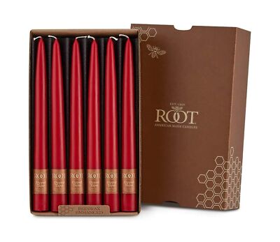 Unscented Smooth Hand-Dipped 9-Inch Taper Candle, 12-Count, Red-image