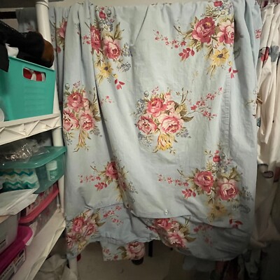 Vintage Pottery Barn Blue Floral Duvet-image