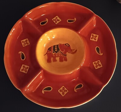 Peir 1 Chip Dip Vegetable Divided Serving Boho Aztec Elephant India Rust Color-image