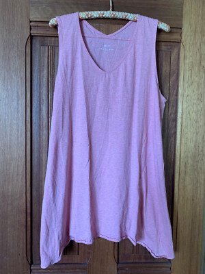 J Jill Pure Jill Dipped Hem Sleeveless TUNIC Top Pink Size L-image