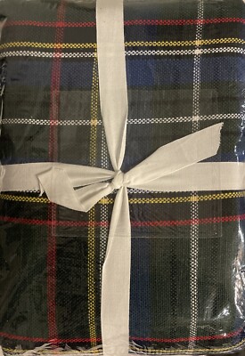 Pottery Barn Stewart Plaid Cotton (Holiday) Duvet - King/Cal - Green - NEW-image