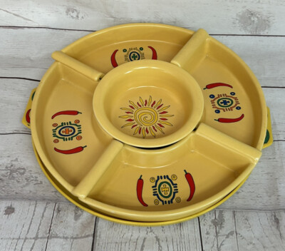 Chip Dip Condiment Appetizer Tray Southwest Sagaform Yellow Chili Peppers Sun-image