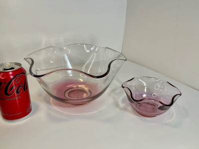 Indiana Glass Ruby Chip & Dip Salad Set Bowls Large Small  Mid-Century Vintage-image