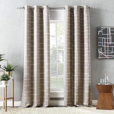(Set of 2) Sun Zero Lichtenberg Saki Blackout Grommet Curtain Panels Stone 40x84-image