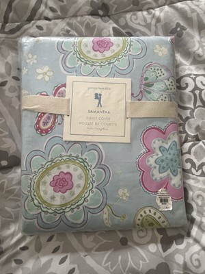 Pottery Barn Kids Blue Multi Color Samantha Twin Size Duvet Cover New-image