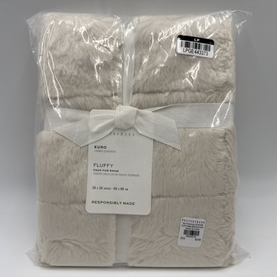 Pottery Barn Fluffy Faux Fur EURO Sham , Ivory , #R4A3K-image
