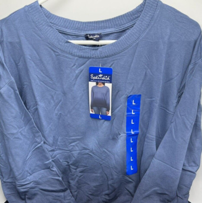 Women's Size Large Splendid Pullover Ombre Long Sleeve Shirt Top Blue Dip Dye-image