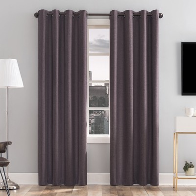 Sun Zero Tyrell Tonal Texture Draft Shield Fleece Insulated Curtain Panel in Fig-image
