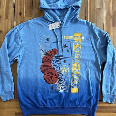 NWT Golden State Warriors Pullover Hoodie Sweatshirt Mens XL Blue Dip Dye New-image
