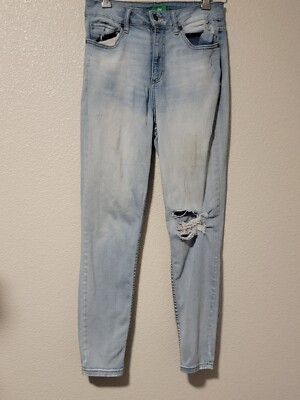 DIP Jeans Womens Size 7 Slim Tapered High Rise Distressed Stretch Denim Blue-image