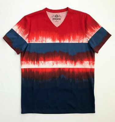 NWT Mens Large L American Rag Dip-Dye Casual T-Shirt Short Sleeve V-Neck Tee Top-image