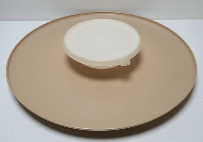 Vintage Tupperware Almond Chip and Dip N Serve Circular Tray Platter 492-image