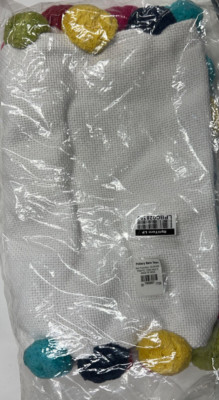 Pottery Barn Teen Pom Pom Organic Pillow Cover Multi 12x 24” Rainbow NEW-image