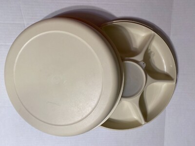 Vintage Pre-owned Tupperware 7 Section Dip/Veg Tray with container and Lid.-image