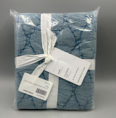 Pottery Barn Cocoon Voile Quilted Sham Blue Euro #4828C-image