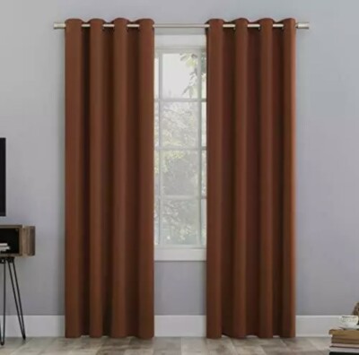 Sun Zero Nordic Theater Grade  100% Blackout  Curtain Single Panel 52x63in Terra-image