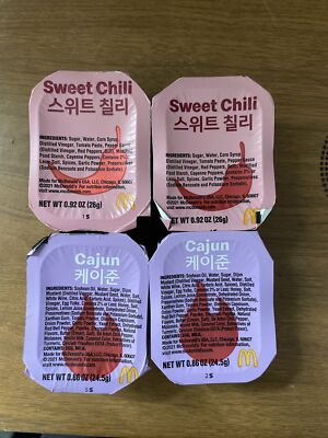 New Sealed Limited McDonalds BTS Meal Dipping Sauces Lot 2x Cajun 2x Sweet Chili-image