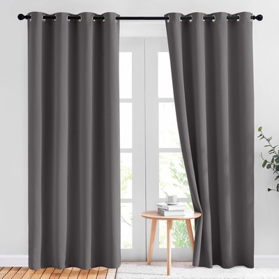 NICETOWN Gray Blackout Curtains for Bedroom 84 Inches Long - Thermal Drapes Grom-image