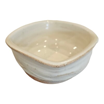 Square Bowl Studio Pottery White Orange Trinket Planter 5