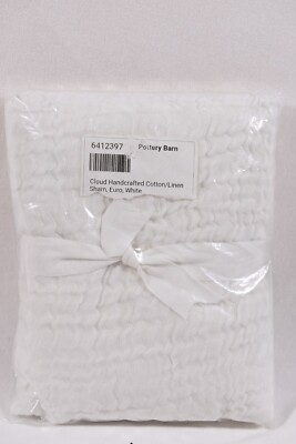 NEW Pottery Barn Cloud Cotton Linen White Euro Sham WHITE-image