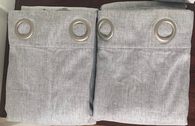 USED Sun Zero Pratt Tonal Texture Fleece Insulated Blackout Window Curtains,GRAY-image