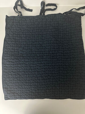 POTTERY BARN navy blue  cotton pick stitched quilted EURO sham-image