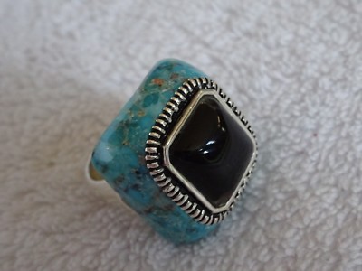 NEW STUDIO BARSE AMETHYST TURQUOISE GEMSTONE STERLING SILVER RING 6 7        MG -image
