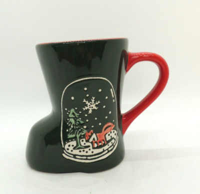 Potters Studio Boot Shaped Fox Mug Christmas Tree Whimsical Embossed Design-image