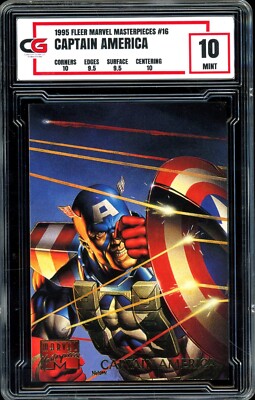 1995 Marvel Masterpieces #16 RARE SET FULL ART ~ Captain America ~ GRADED CG 10-image