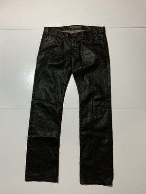 $345 Madison Park Collective Brown Coated Waxed USA Made Miles Denim Jeans Sz.34-image