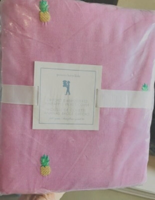 Pottery Barn Oxford Pineapple Duvet Cover Pink Queen Embroidered Palm Beach Kids-image