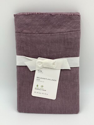 Pottery Barn Belgian Flax Linen Double Flange Sham King Fig #G559-image