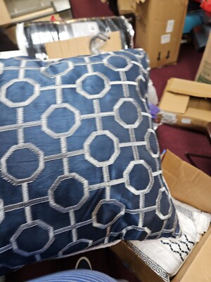 Madison Park Duke Faux Faux Stripe Decorative Throw Pillow, 20X20 Inches Blue-image