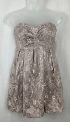 Jill Stuart Studio Sweetheart Ruched Strapless Dress 6 Lace Cocktail-image