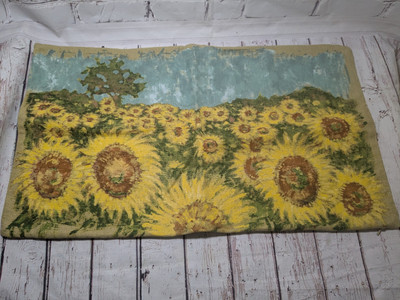 Pottery Barn Painted Sunflower Lumbar Pillow Cover 16x26L Spring Summer Rare-image