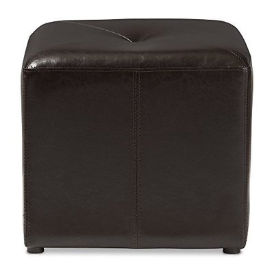 Lave Cube Shaped Leather Ottoman - Hardwood Frame Unique Design-image