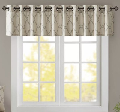 Madison Park Grommet Top Saratoga Fretwork Print Window Valance-image