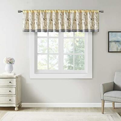 Madison Park Serene Embroidered Light Filtering Rod Pocket/Back Tab Treatment-image