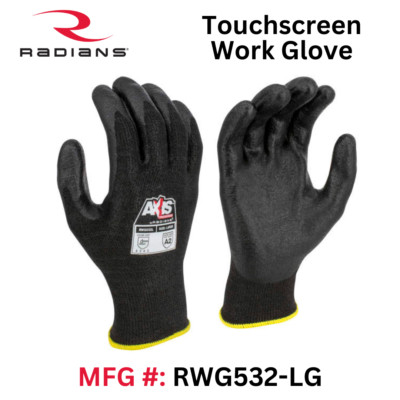 Touchscreen Work Glove - Radians Axis (#RWG532-L) - A2 CUT | Abrasion resistant-image