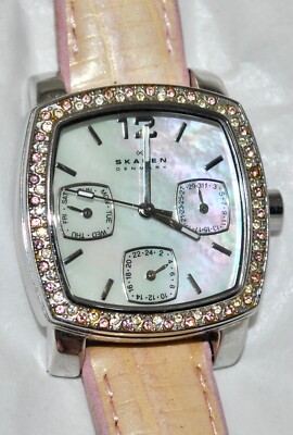 Estate Skagen Women’s Studio Watch Crystal Bezel Mother-of-Pearl Dial 558SSLP8A-image