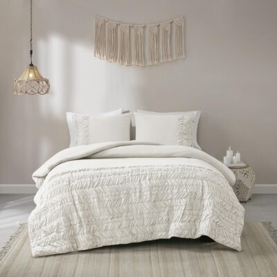 Full / Queen Madison Park Emma Cotton 3 PC Embroidered Doreen Duvet Cover Set-image