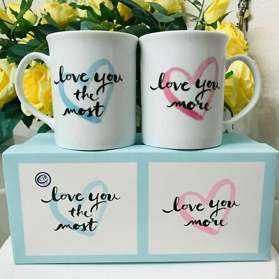 Fringe Studio Valentines Coffee Mug Set Heart Love You More The Most Couple Gift-image