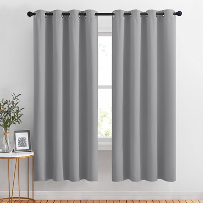 Blackout Curtains Panels for Bedroom - Thermal Insulated Solid Ring Top Black...-image